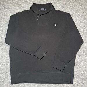 Polo Ralph Lauren Black Shawl Collar Pullover Sweatshirt Sweater Size XLT